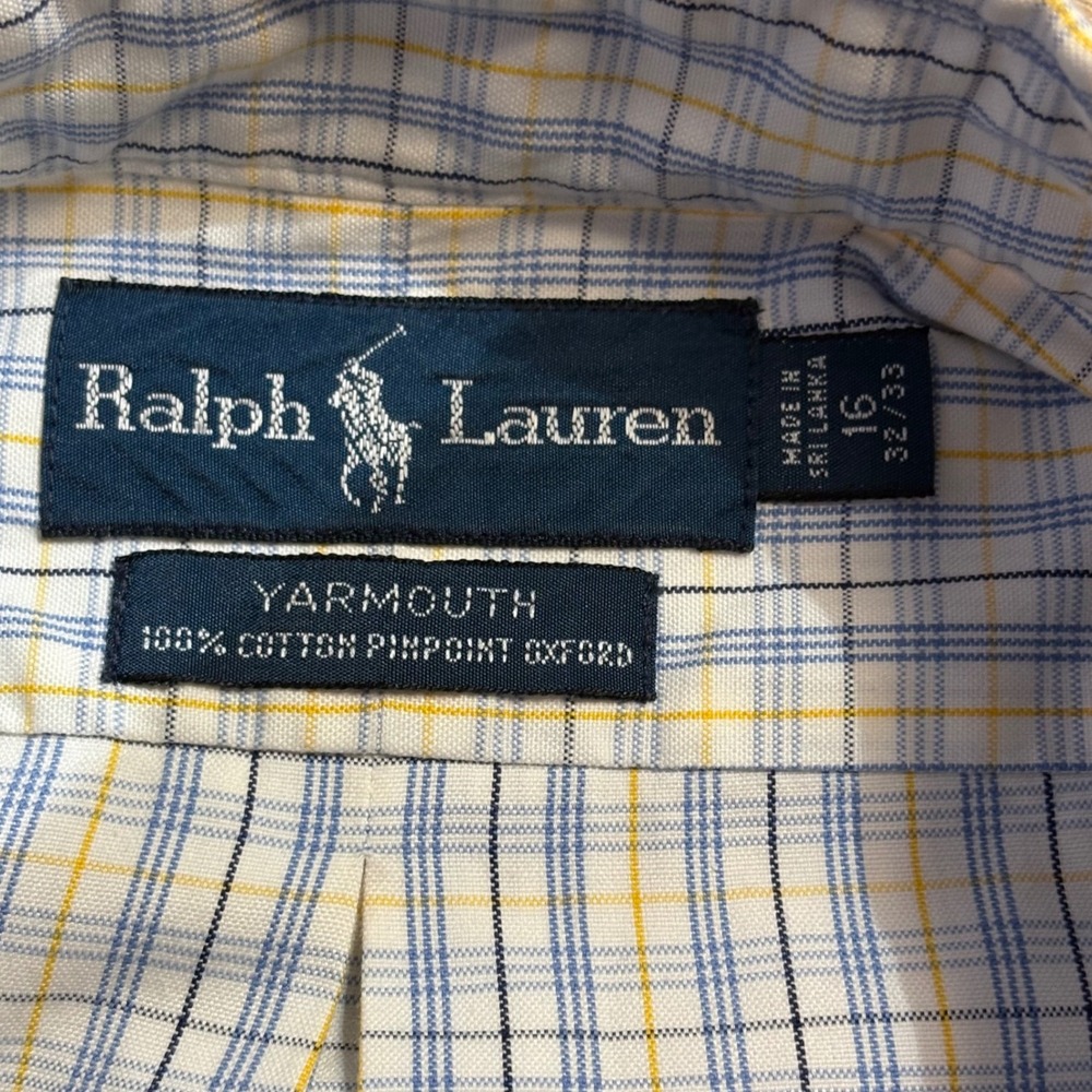 Ralph Lauren Yarmouth Men's Plaid Button Down Shirt 16 32/33 Long Sleeve Career - Picture 8 of 12